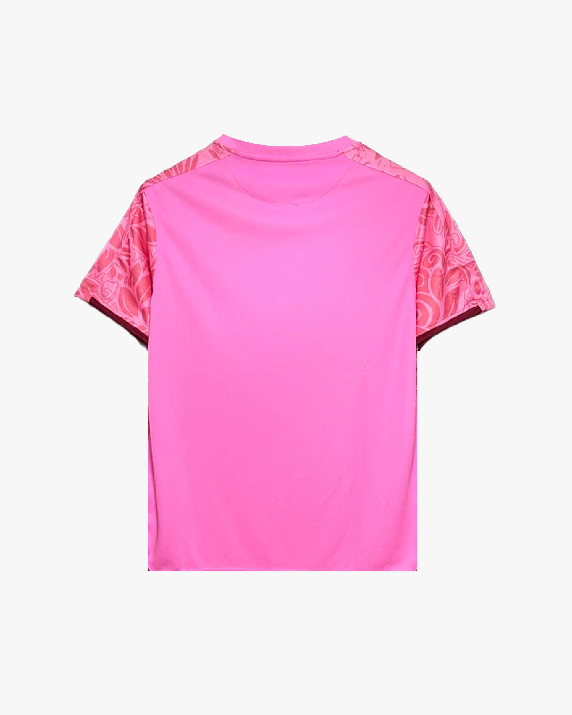 Vue de dos du maillot Palestine rose arabe en couleur rose fluo uniforme