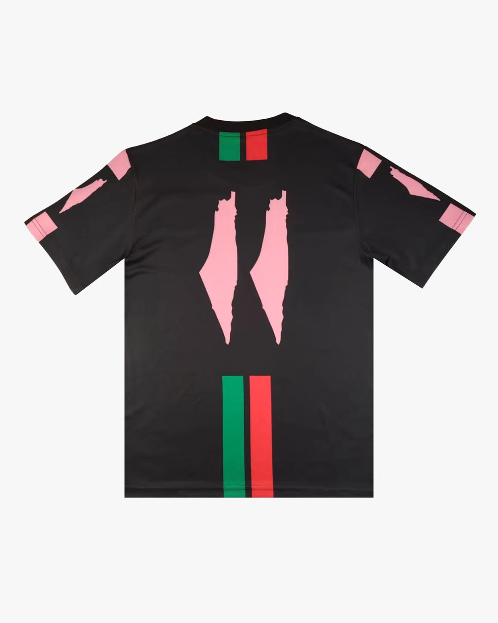 Maillot Palestine noir rose Édition Bandes, maillot de football audacieux avec contraste noir et rose.